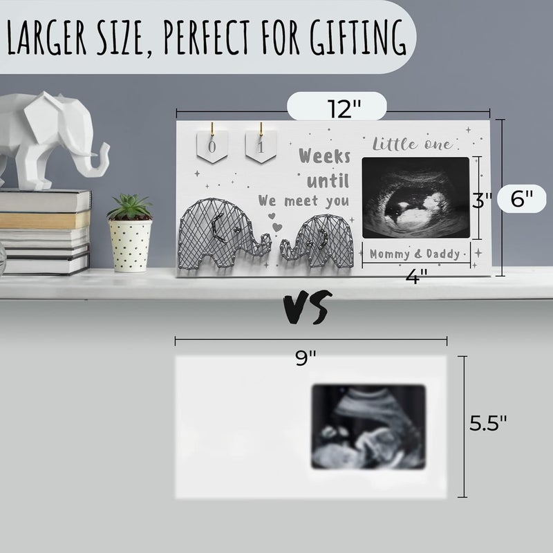 EURSET Baby Sonogram Picture Frame w/ Baby Countdown Weeks - Standard 4x3 Ultrasound Photo - Pregnancy Announcements Ideas - Gender Reveal - New Mom Expecting Parents Keepsake - Image 5